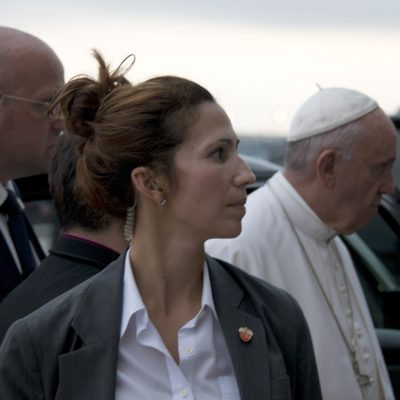 Hazel with the Pope cropped